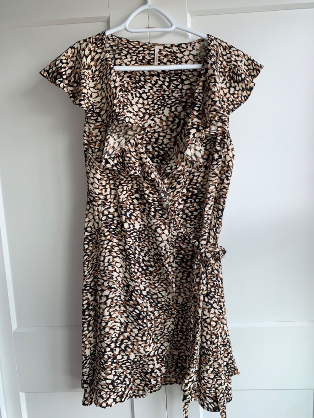 Free People Mini Dress Jet Combo Animal Leopard Print French Quarter Wrap size M